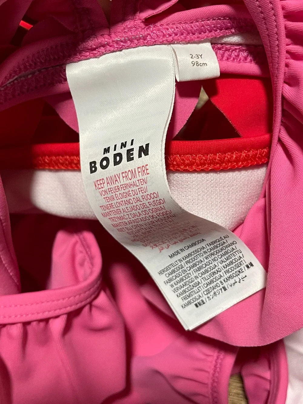 Mini Boden Girls One-Piece Swimsuit in Pink and Red